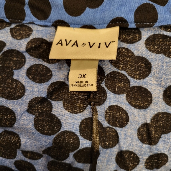 🎯nwot ava & viv blue & black polka dot buttondown Belted shirtdress - Picture 5 of 5